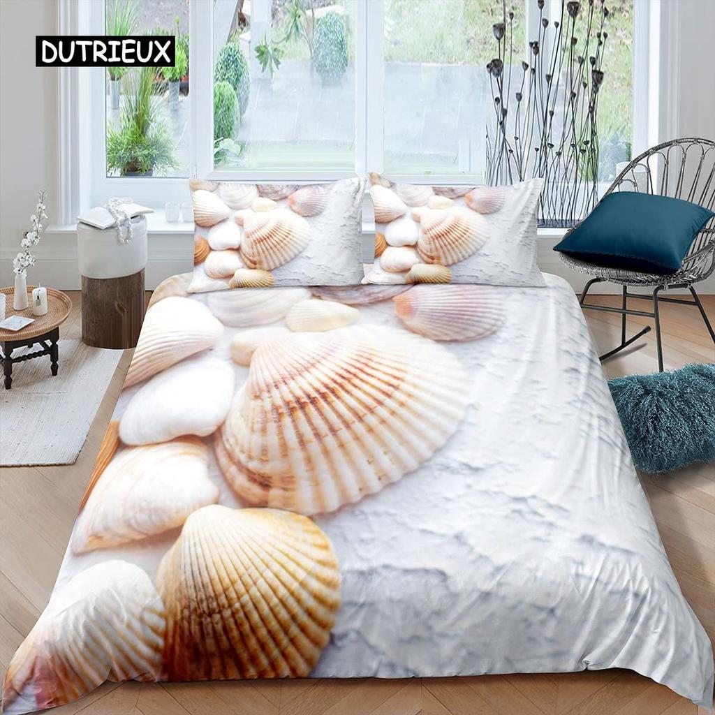 Comforter Shell Hawaii Tropical Landscape Shell Bedding Set Marine Life Theme Suitable For Children Adult Bedding