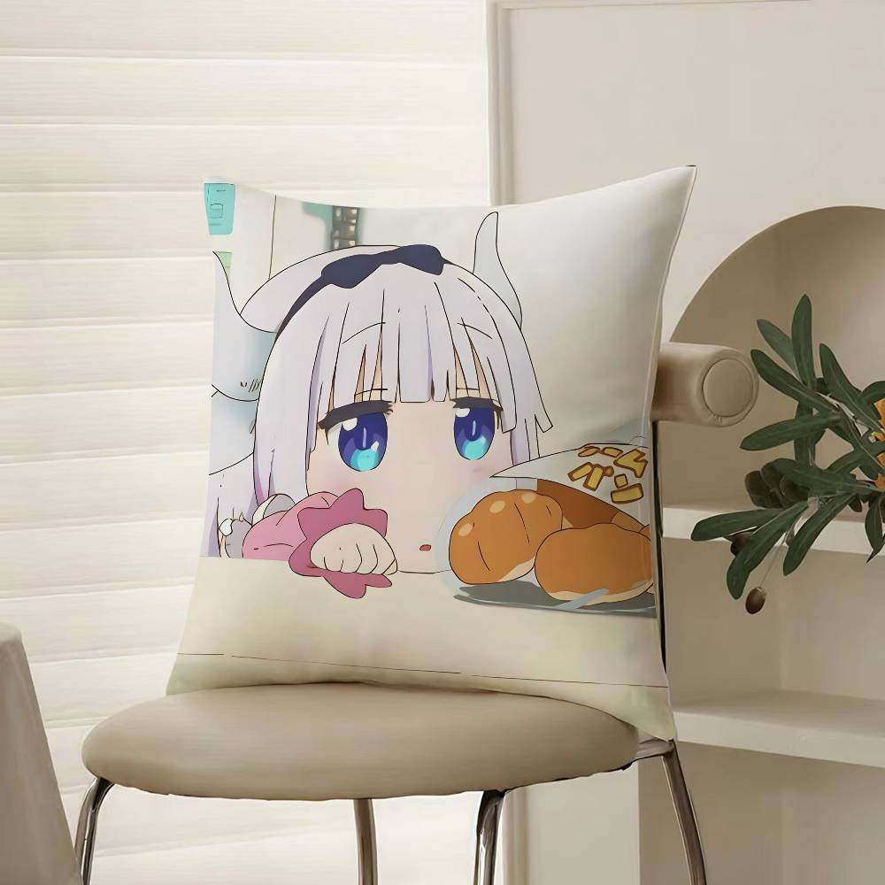 Anime Miss Kobayashis Dragon Maid-A Pillow Case Comfort Sofa Bed Silky Elegant Invisible Zipper Decorative Cushion Cover