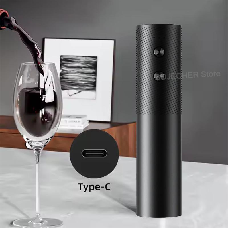 Elektrisk vinkorköppnare Enklicksknapp Automatisk rödvinskorkskruv Typ-C Uppladdningsbar Vinöppnare 35 mm Kaliber Vinverktyg