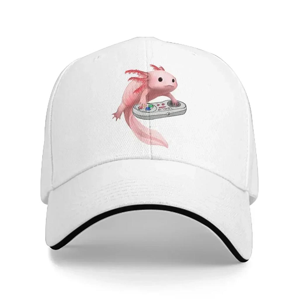 Axolotl Fish Playing Video Game Unisex Baseball Caps Peaked Cap Sun Shade Cycling Hat Animal One Hundred Fish
