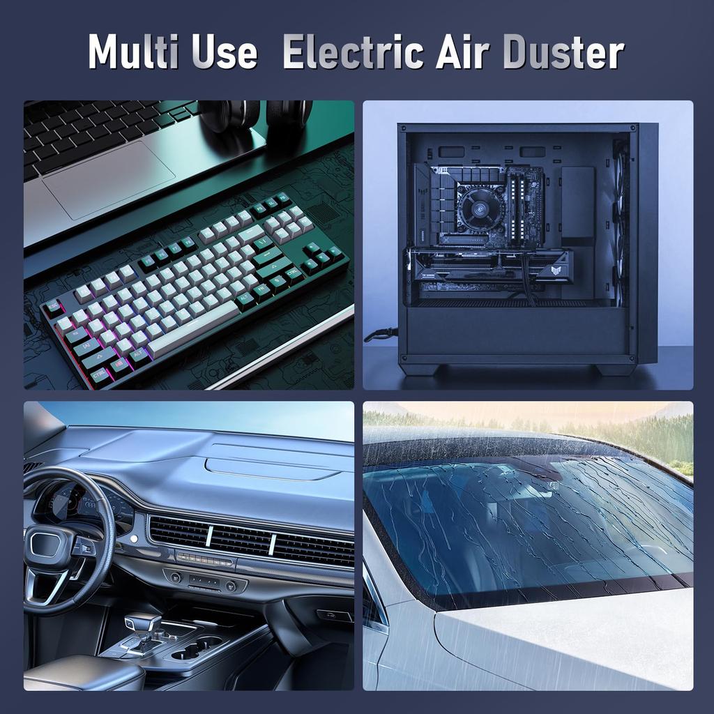 Electric Compressed Air Duster - 120m/s High-Speed Air Blower Fan, Mini Rechargeable Cordless Turbo Jet for Computer Car Keyboard Home