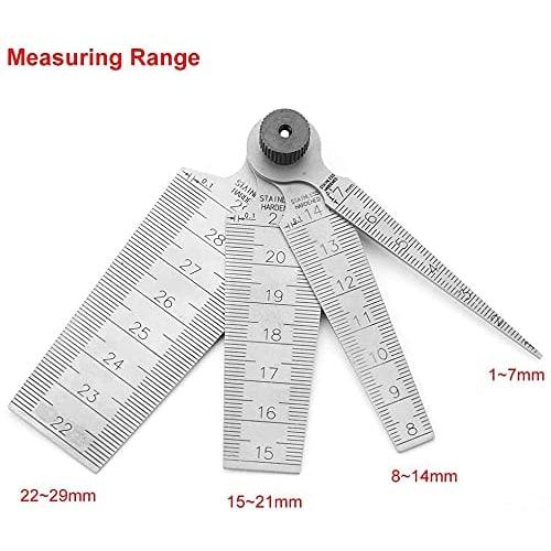 ZOYUBS Stainless Steel Welding Taper Gauge Set, Taper Gauge, Welding Taper Feeler Gauge Ruler, Hole Size Gauge, Gap Gauge, Welding Wedge Feeler Gauge,
