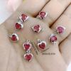 10PCS Copper Edged Multi-color Heart-shaped Double-sided Heart-shaped Glass Accessories DIY Production Earrings Necklace Bracele