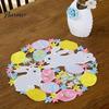 Decorative Mats for Dining Table Easter Rabbit Egg Placemat, Polyester Fiber Mat, Non Cartoon Bunny Desktop Decor Slip Hollow Tableware Mat
