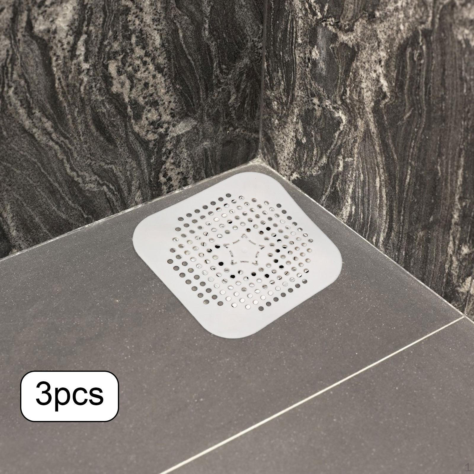 

3 упаковки сливной крышки, плоский фильтр 14x14 см, складная многофункциональная ручка для сбора волос для ванны белый