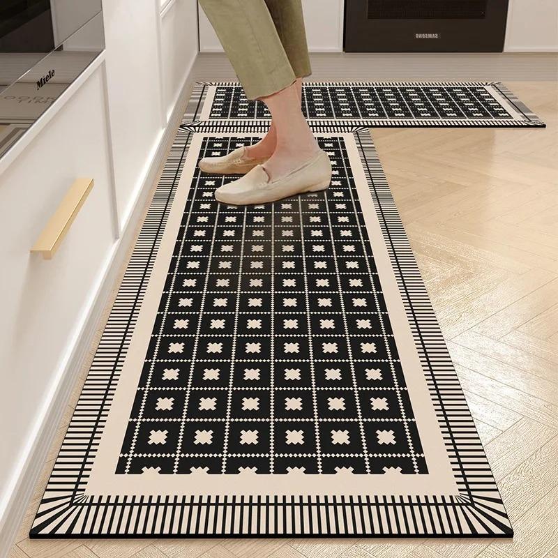 Carpet for Kitchen American Style Anti-slip Oil-proof Floor Mat Pvc Leather Waterproof Foot Mats Long Strip Home Decoration Rug