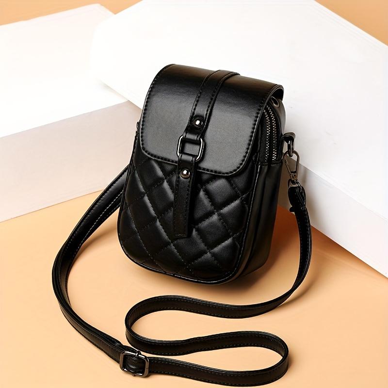 1Pc  Ladies Mini Crossbody Bag - Adjustable Shoulder Strap, Multi-compartment Design, Zipper Closure, Polyester Lining, Black Daily Bag,
