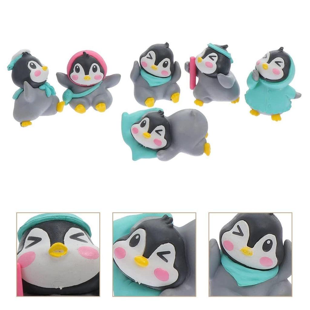 1 Set (6 Pcs) Cute Penguin Miniature Figurines Showpiece | Gift for Him/Her, Return Gift, Home Decor, Table, Car Dashboard