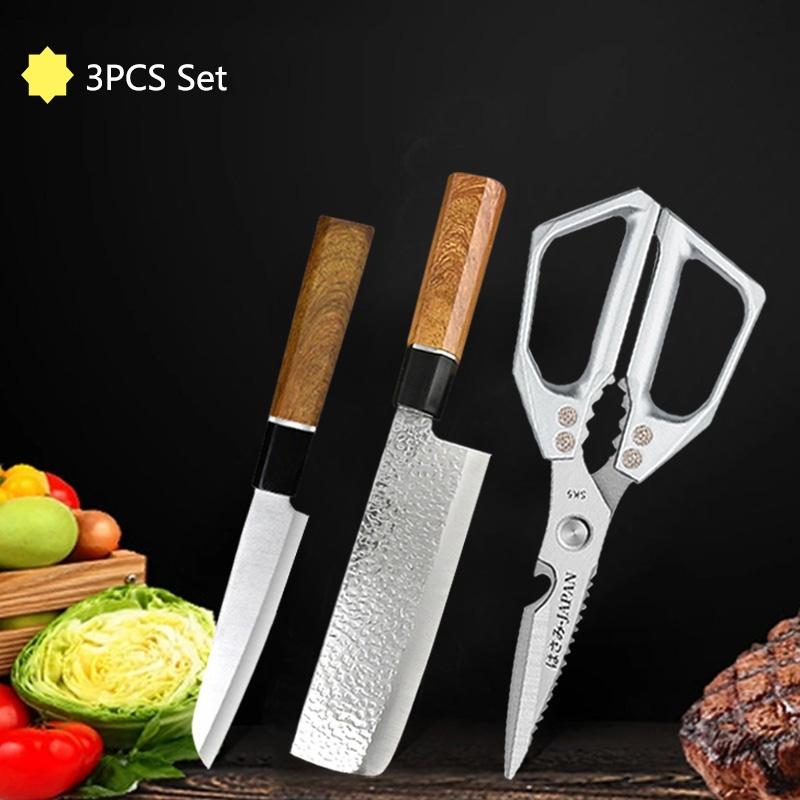 WXCOO Japanese Kitchen Knife Bread Cutter Fruit Vegetable Utility Knife Stainless Steel Forged Boning Butcher Knife Accessories