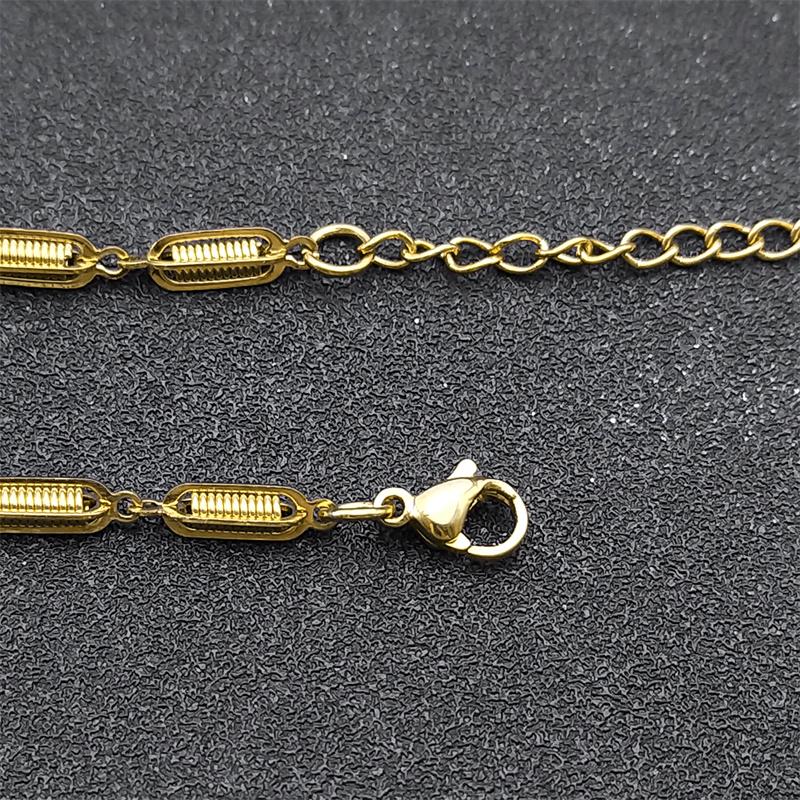 Y2K Minimalism Spring Shaped Link Chain Necklace for Women Men Stainless Steel Gold Color Cool Stylish Punk Rock Jewelry Collar