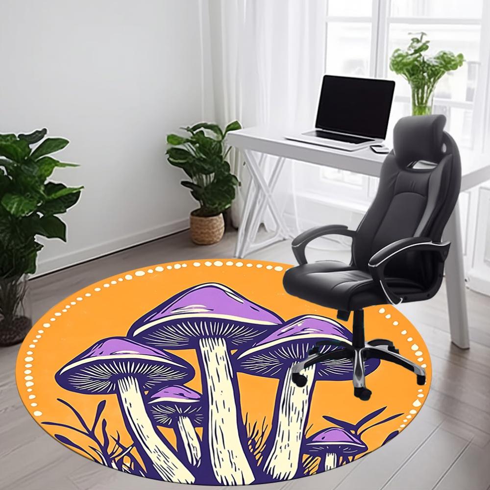 1pc Mushroom Fantasy Office Round Area Rug, Mat Suitable For Office, Under Office Chairs Bedroom Living Room Home Decor, Room Deco