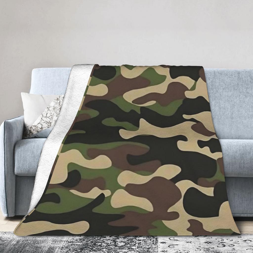 Green And Brown Camo Blanket Soft Aesthetic Plush Bedding Throws For Kids Living Room Flannel Bedspread Bed Cover
