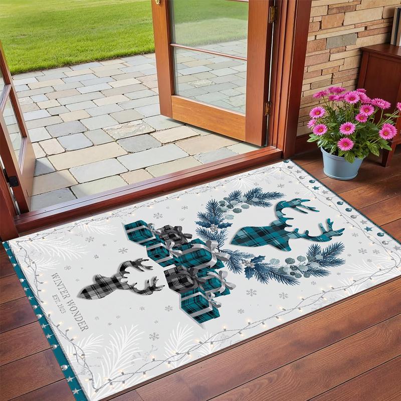 Christmas Printed Square Area Rug Soft Non Slip Floor Carpet For Bedroom Holiday Gift