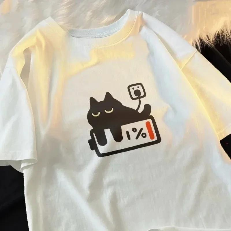 Fabric Casual Fit Urban Aesthetic Style Casual Tees Japanese Art Tee Women Short Sleeve Round Neck Breathable