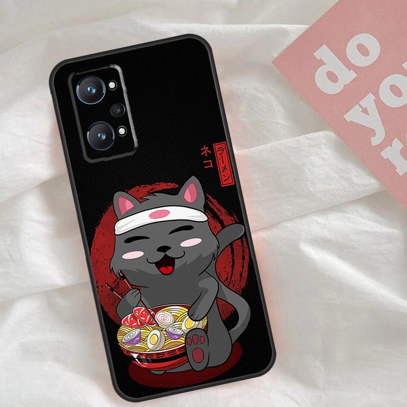 Ramen Cat Japanese Art Case For Realme C65 C67 C71 C63 C61 C55 C51 C53 C35 C75 11 12 13 14 15 Pro Plus GT6 GT7 Pro