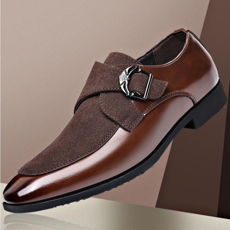 Fashion Casual Business Shoes for Men Point Toe Men Dress Buckle Shoes Luxury Men's  Wedding Formal Shoes Derby Party Oxford Footwear