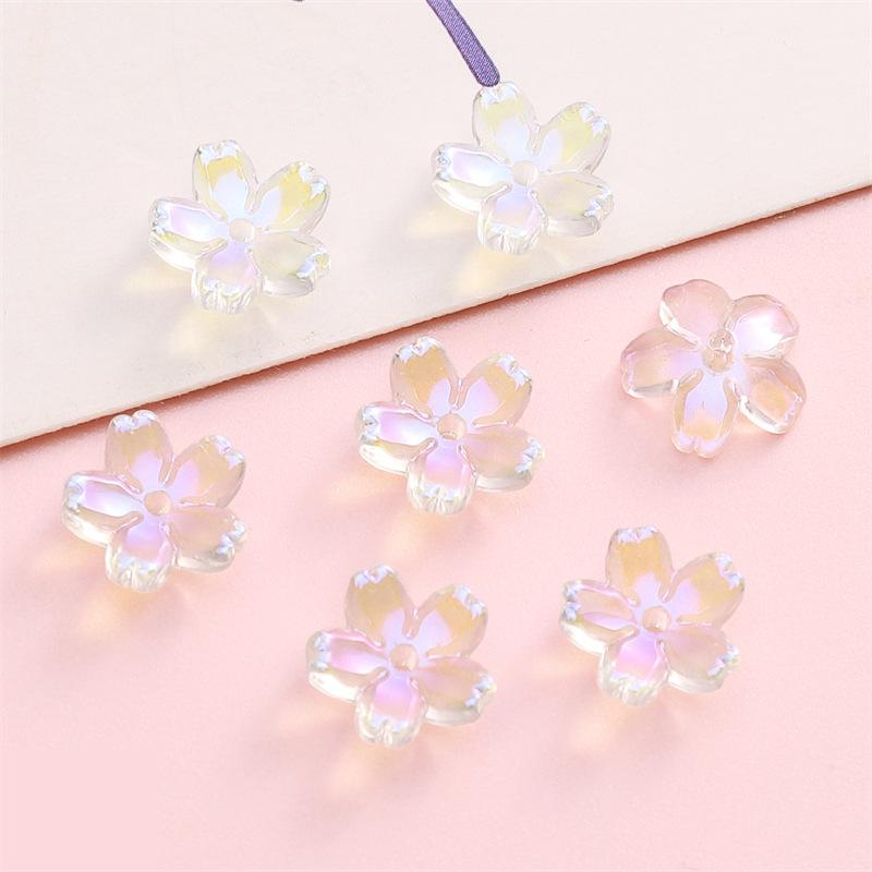 Glass Gradient Cherry Blossom Three-dimensional Accessories Beading Accessories Handmade Diy Bracelet Spacer Beads Accessories Strings Loose Beads