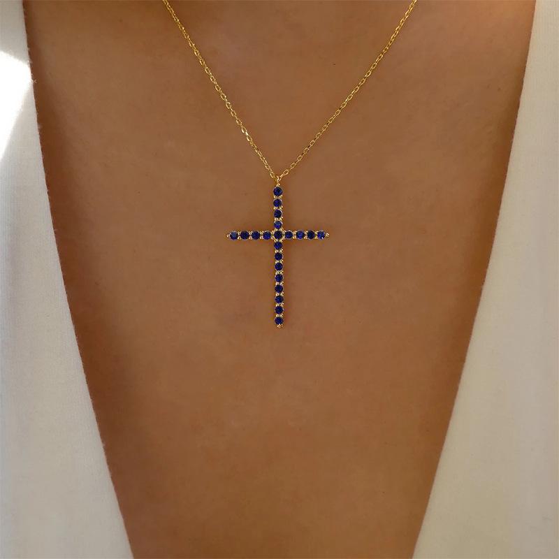 Wind Cross Necklace Personality Niche Diamond Jewelry Alloy Simple Pendant Female