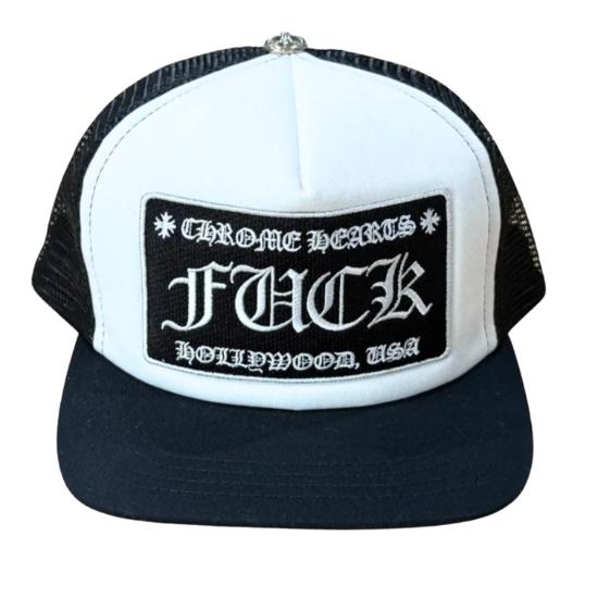 

CHROME HEARTS - FUCK Tracker Hat / Cap (White × Black)