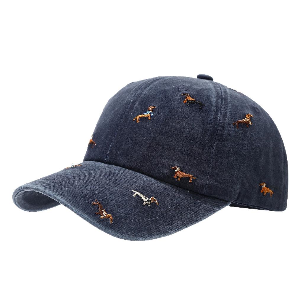 Fashion Hat European and American outdoor washed baseball cap soft top puppy full of embroidered cap street retro old hat tide