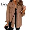 Frayed Hem Jacket Women Denim Coat with Breast Pockets Turn-down Collar Washed Single-breasted Chest Pocket Pure Color Wipped Edge Loose Cardigan Long