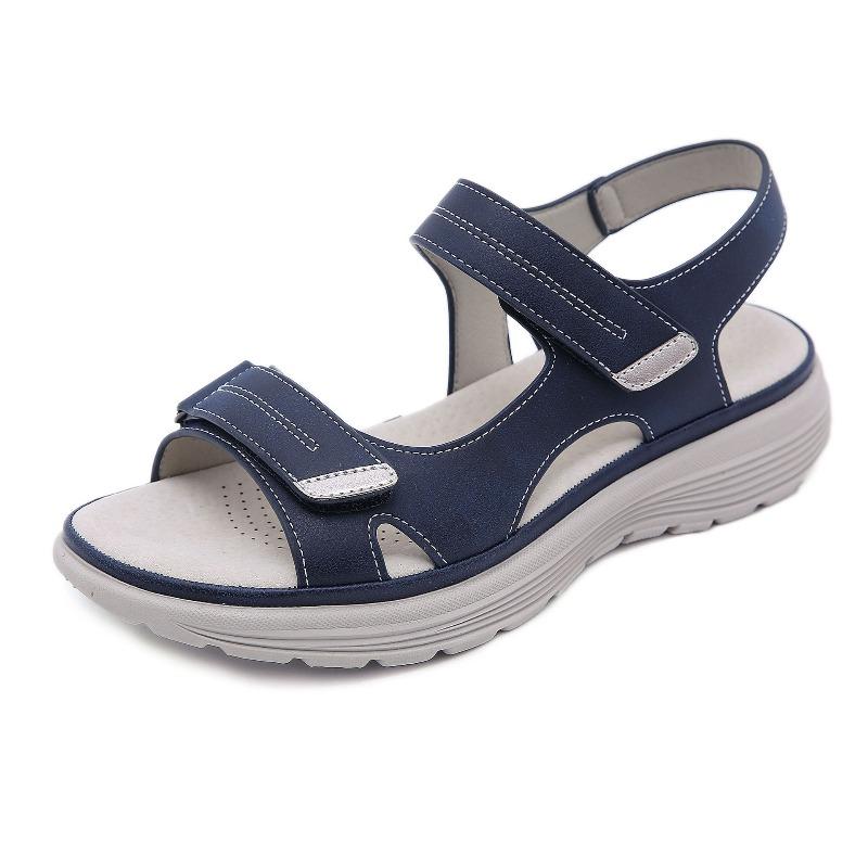 

Spring new light sandals women s sports slope heel light Velcro large size slippers women s one 42 синій