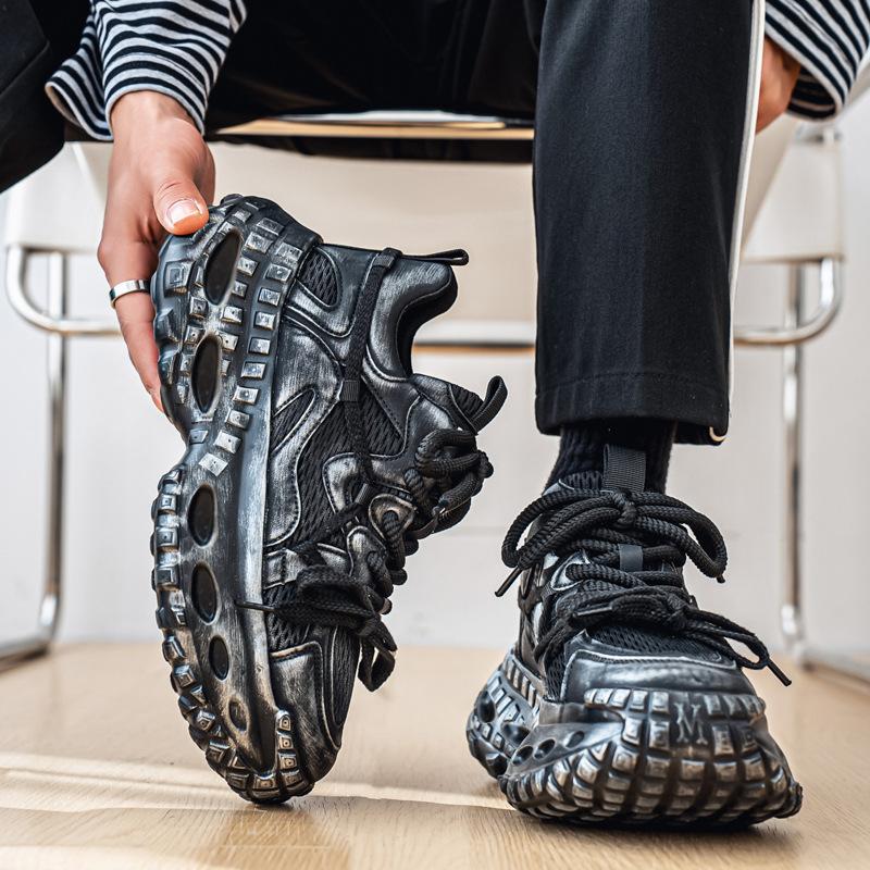 Men's shoes new trend summer breathable mesh dad shoes thick sole heightening travel running shoes casual sports shoes