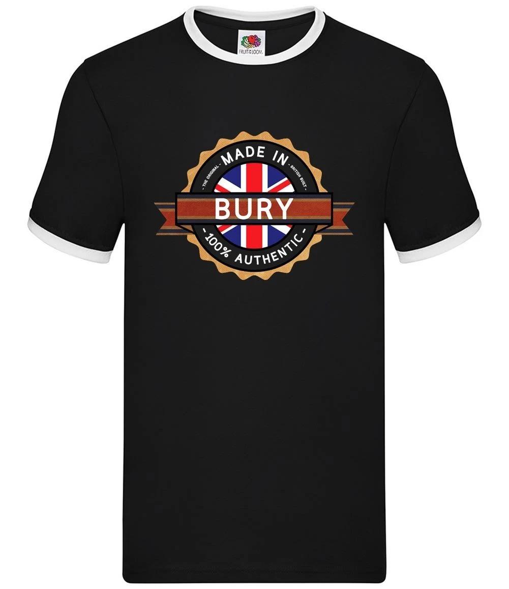 Made In Bury - Mens Ringer - Town City Village Born Love Live Homewtown S