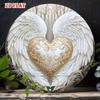 Metal Wall Poster Angel Wings Heart Religious Decor for Living Room