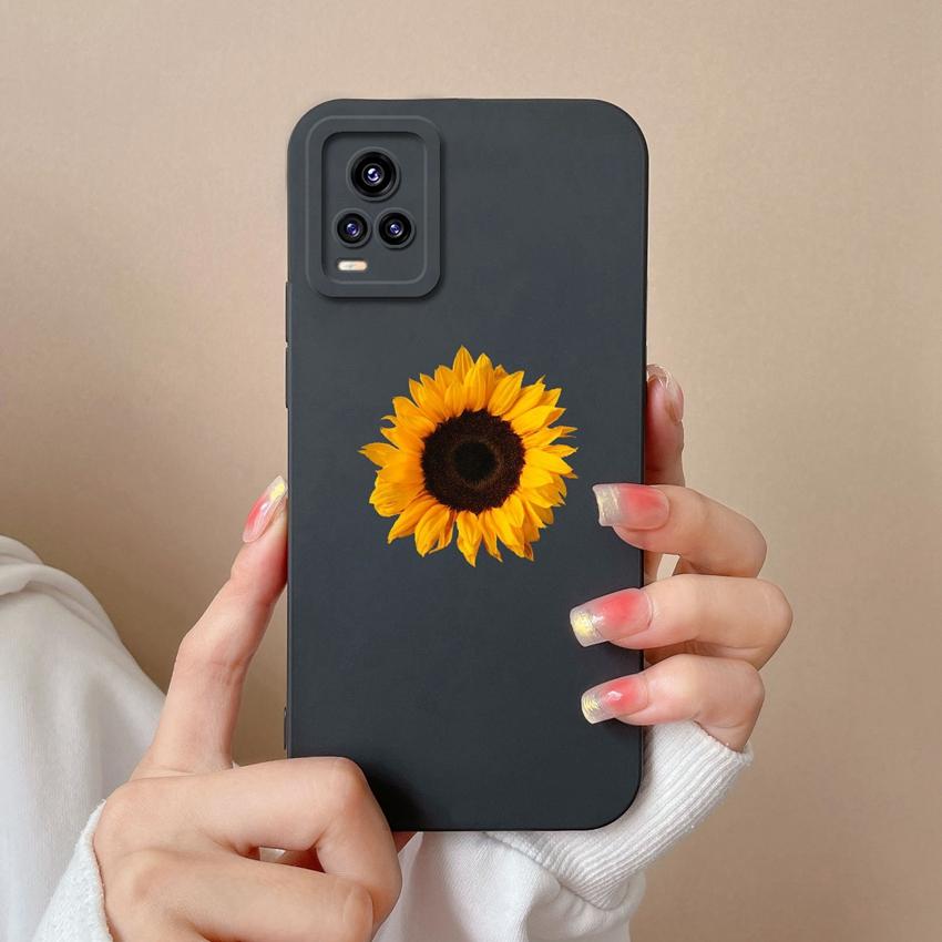 For Vivo S16 Y77 S19 S10 V17 V20 Y75 Phone Case Sunflower Petals Pattern Liquid Silicone Shockproof Protective Soft Back Cover For Vivo Bumper Housing