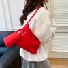 Korean Style Nylon Tote Bag Pure Color Handbag Embroidery Letter Underarm Bag All-match Large Capacity Cloth Shoulder Bag Women