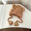 Autumn Winter Warm Hat with Earflap and Chin Strap Ties Cute Cartoon Beanie Cap Soft Bonnet Warm Headwear for Kids