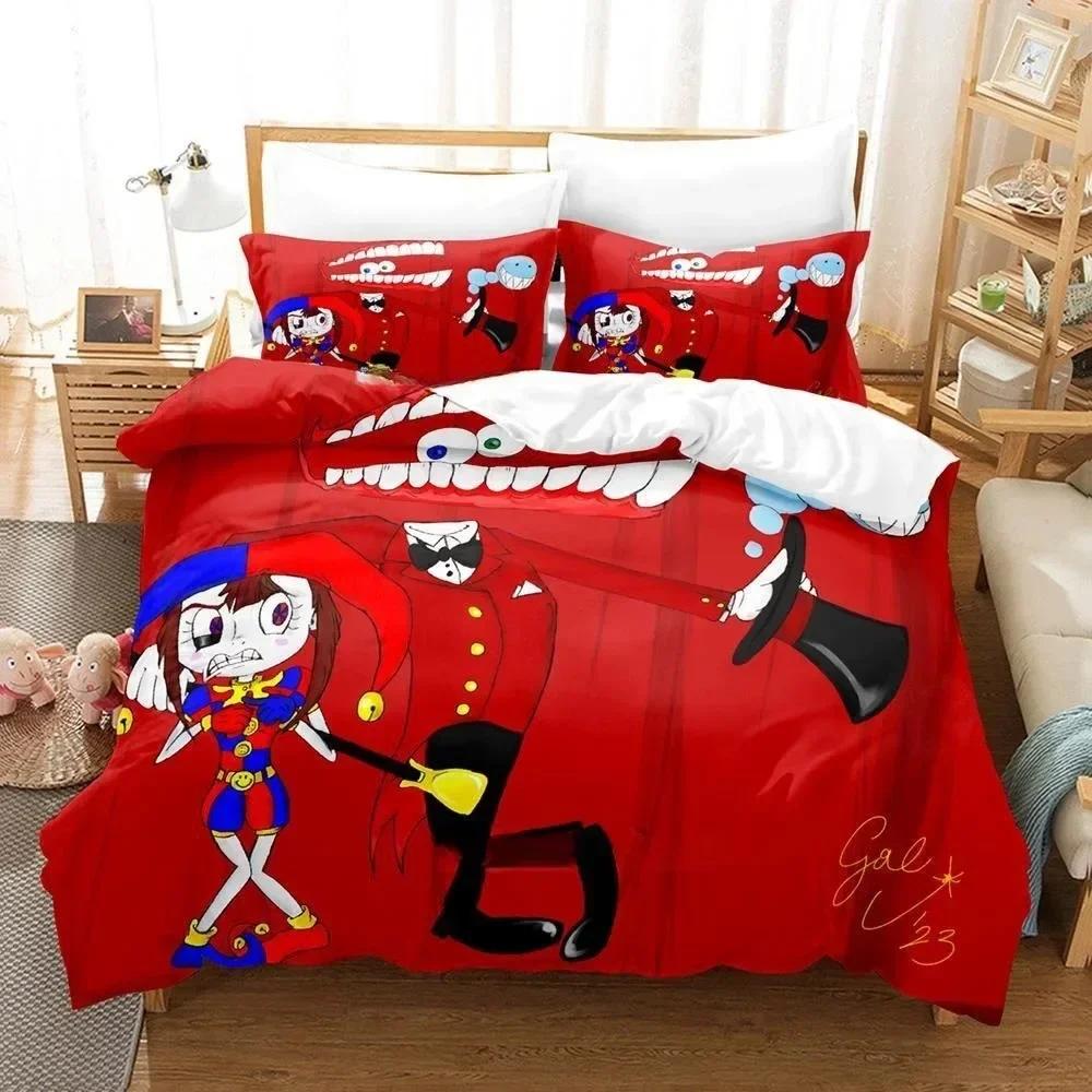 3D Printing The Amazing Digital Circus Bedding Set Cartoon Anime Three-piece Set Adult Kid Bedroom Duvetcover Sets Home Textiles