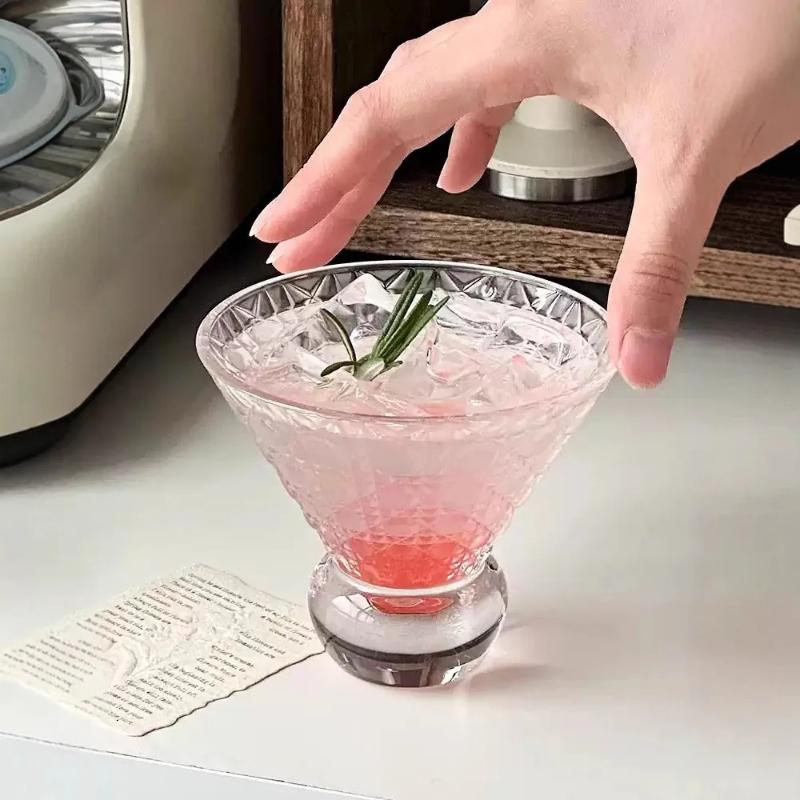Thin Rim Cocktail Glass Vintage Style for Martini Whiskey Gin Tonic Home Bar Essential Drinkware Set Modern Party Barware
