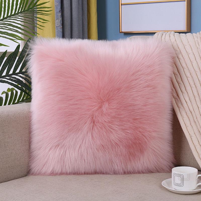 

Пушистая подушка, длинная плюшевая наволочка, шерстяные подушки, меховой чехол для подушки, подушки для дивана-кровати, рождественские украшения, декоративная подушка для комнаты 45*45cm розовый