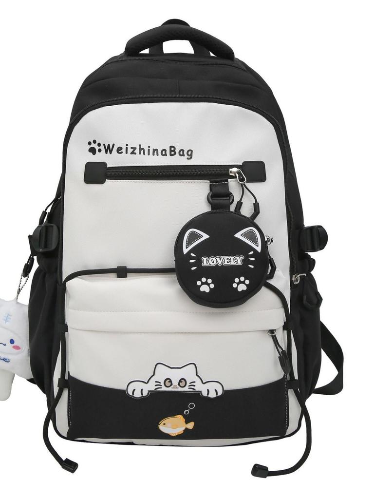 Girls Nylon School Backpack With Design For Middle School Daily Use
