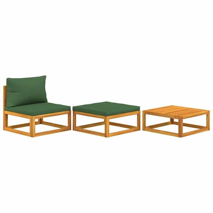 VidaXL Salon de Jardin avec Coussins 3 pcs, Sièges avec Dossier, Ensemble de Meubles, Mobilier de Patio Terrasse Extérieur, 360017