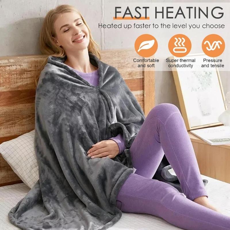 NEW Wearable Heating Electric Blanket Winter USB Heated Warmer Blankets Coral Velvet 8 Heated  Areas Fast Heating Throw Blanket