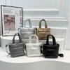 Simple Quilted Crossbody Shoulder Bag for Women, Lightweight Cotton Handbag, Casual Stitched Bucket Bag for Daily Wear CLE