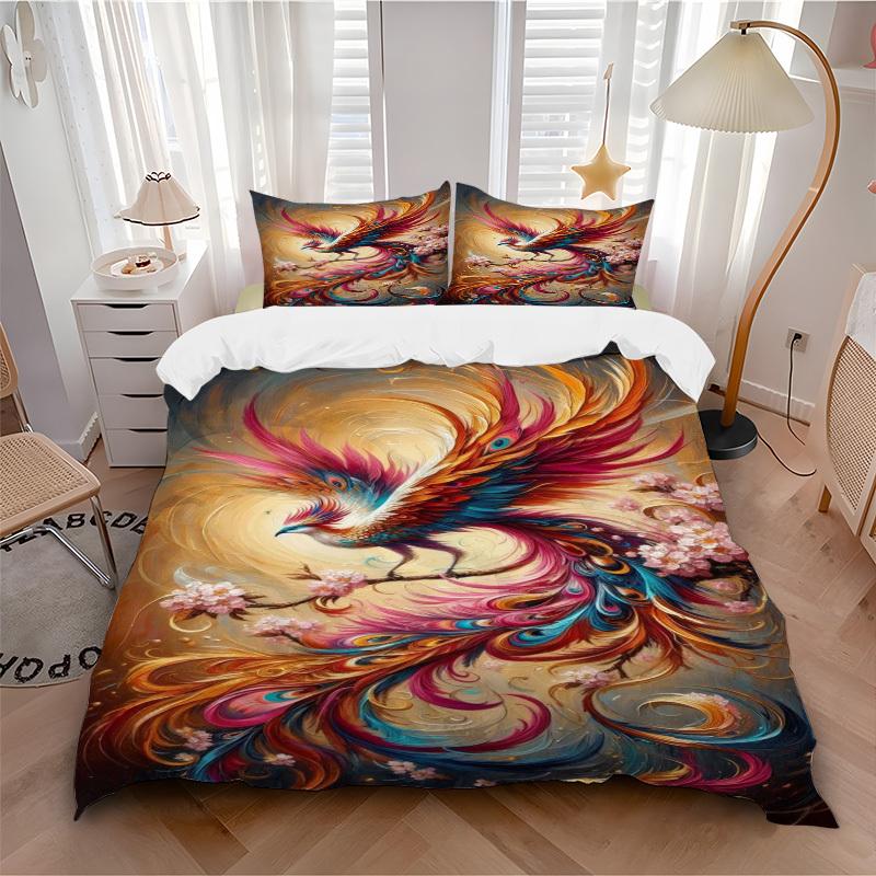 3pcs Mythical-Bird Duvet Cover Set - Includes 1 Duvet Cover and 2 Pillowcases, No Quilt Core, All-Season Home Decor yy251111083