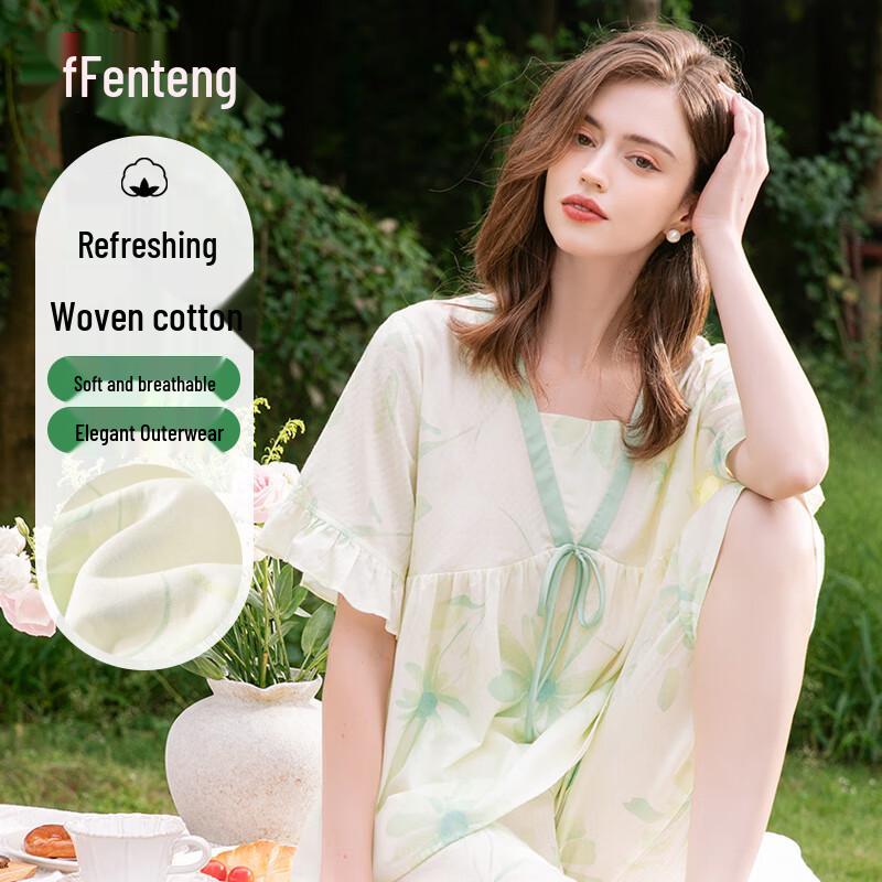 Fenteng Women s Short Sleeve Summer Loungewear Set M