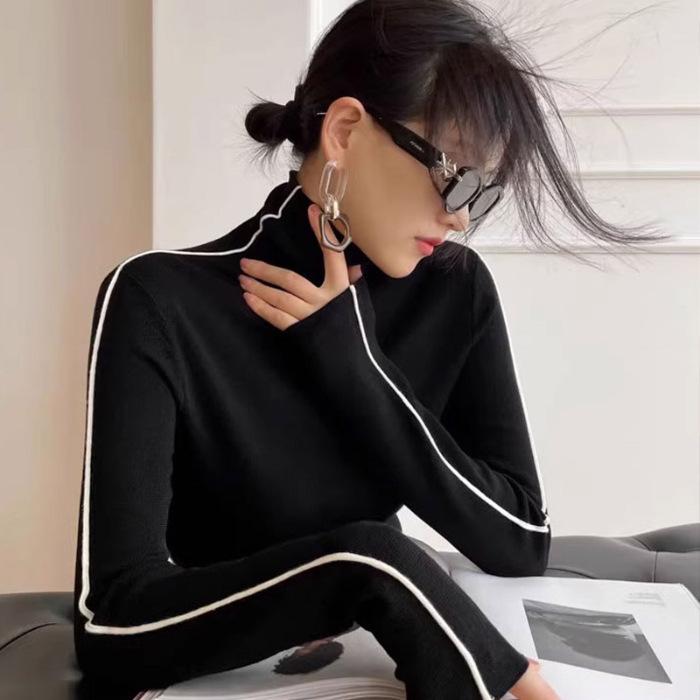 Women s French High Neck Turtleneck Knit Top - AutumnWinter Base Layer Extra Large 1530₽