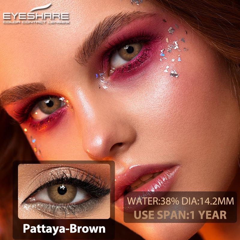 Eyeshare 1 Pair Gray Contact Lenses Natural Eye Comfortable Hidrocor Color Annual Use for Women Yearly Cosmetics