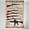 Vintage Battle Rifles Metal Tin Sign The Evolution of American Freedom WWII To 1990 Militaria Wall Decor for Man Cave Bar Home O