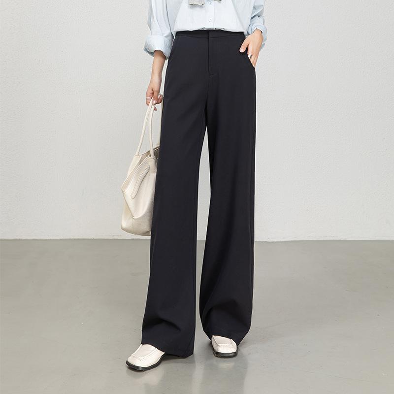 1116 Autumn Tencel Wool Wide-leg Pants Women's High-waisted Straight-leg Pants Loose and Thin Versatile Fashion Suit Pants