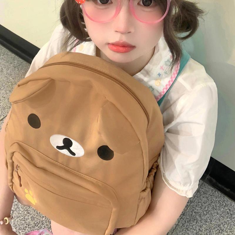 Cartoon Rilakkumas Rucksack für Kinder Kawaii Korilakkuma Stickerei Schultasche Große Kapazität Mädchen Jungen Schüler Schultasche