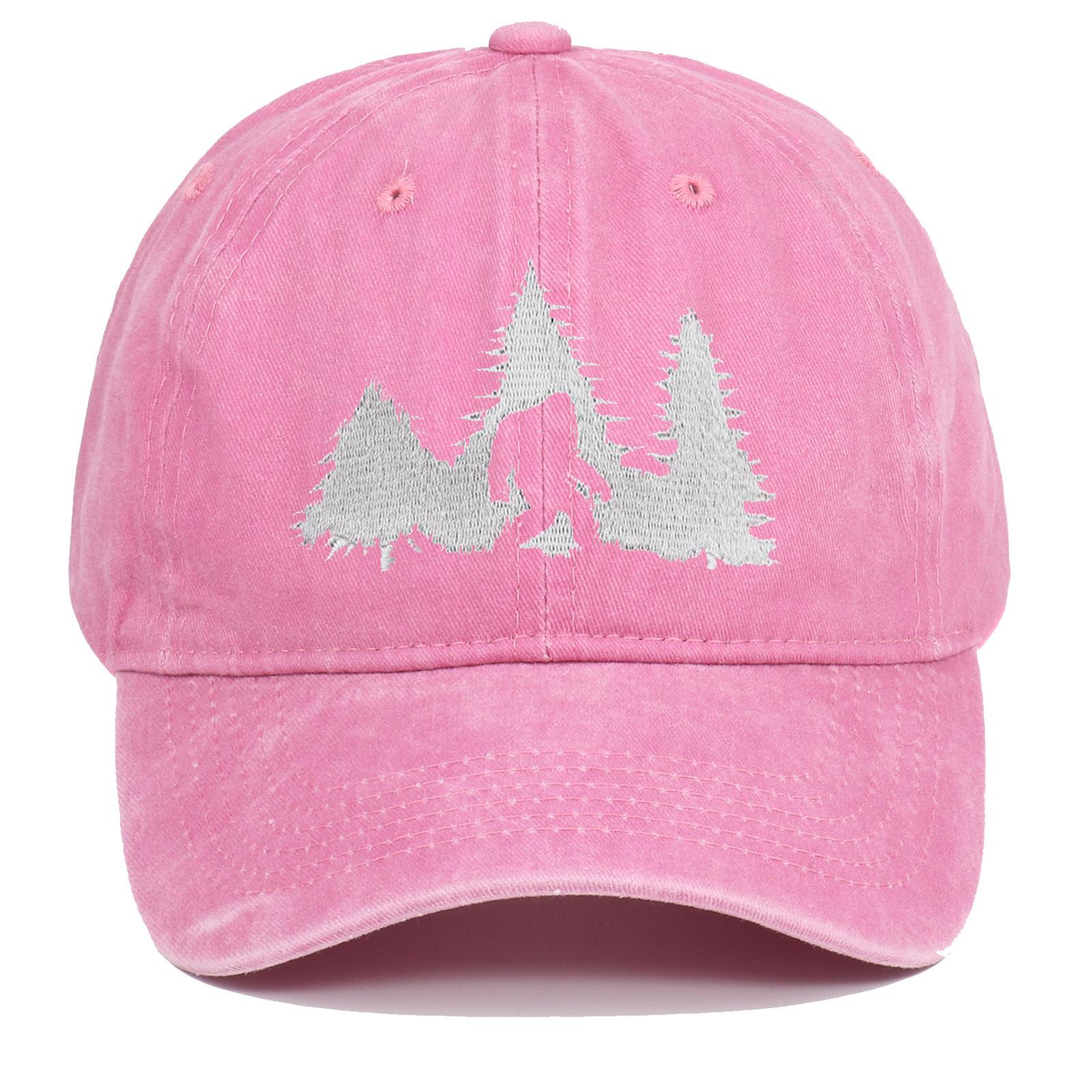Neue Bigfoot Bestickte Vintage Gewaschene Baseballkappe Dad Hip Hop Adjustable pink