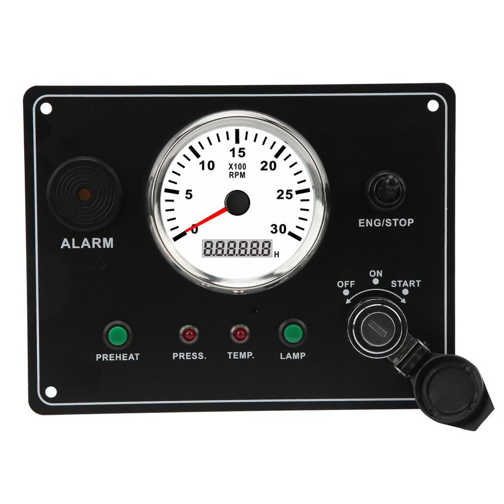 Multifunction Tachometer Panel 3000RPM Oil Pressure Water Temperature Alarm Engine Gauge Panel 12V