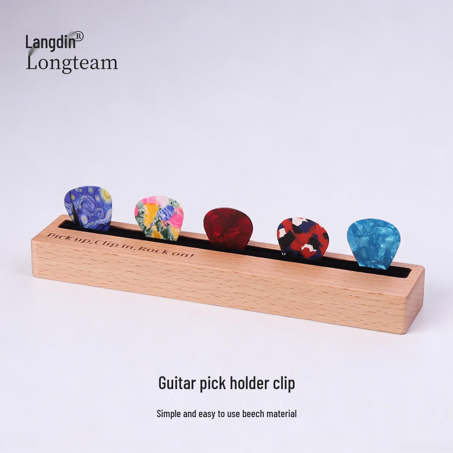 Langting Beech Wood Guitar Pick Holder & Clip - Electric Guitar Accessories Guitar Clip Holder (without picks)