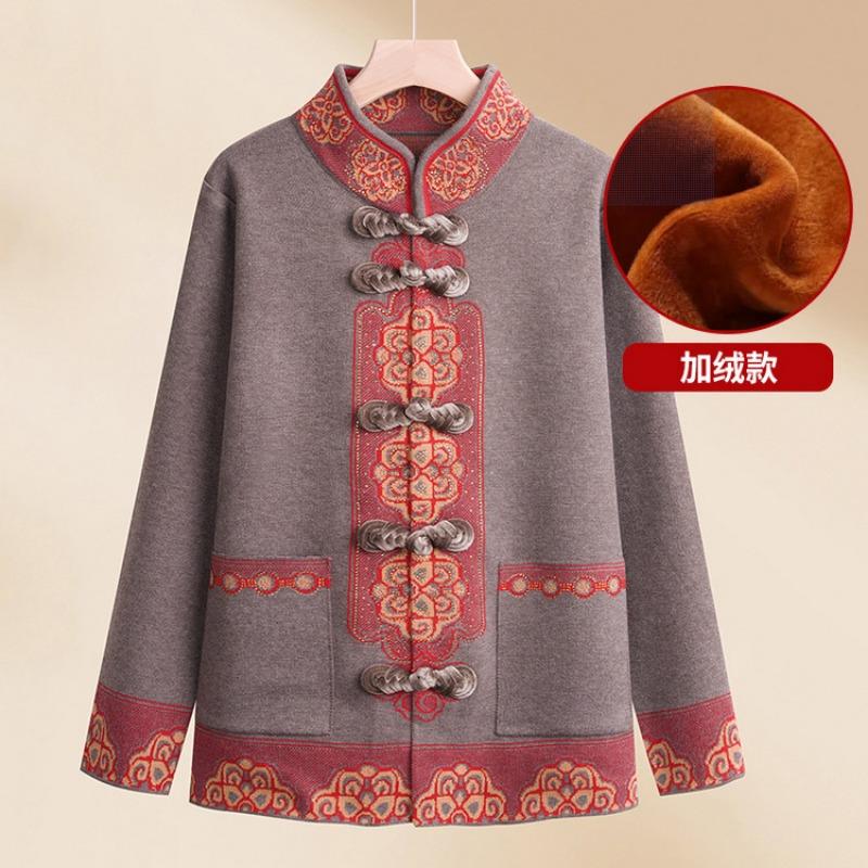 Mother's natal spring clothes, red sweater, the elderly lady in the coat, spring and autumn old lady knitted top